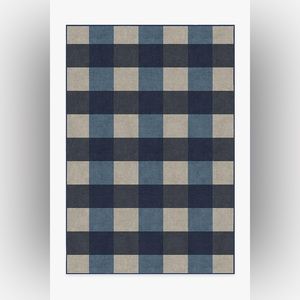 RUGABLE Buffalo Plaid Blue & Ivory Rug 3x5ft